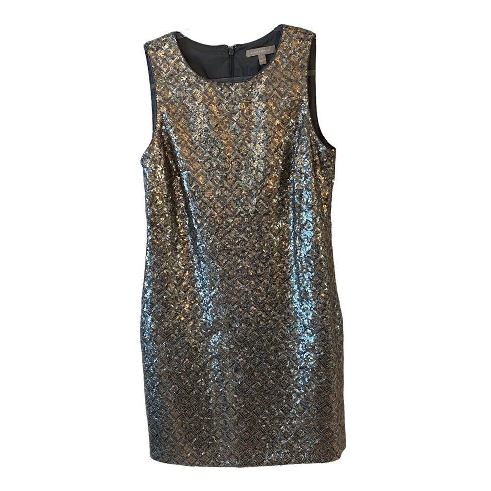 Banana Republic sleeveless gold silver sequin sheath minidress
